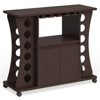 Milan Modern Wood Buffet with Wine Rack in Espresso