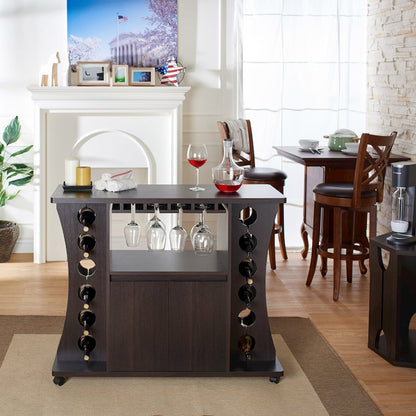 Milan Modern Wood Buffet with Wine Rack in Espresso