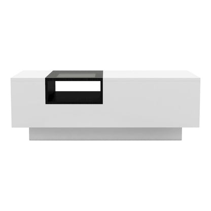 Sydney Modern Wood Storage Coffee Table in White and Black