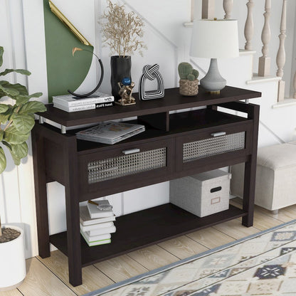 Tayler Contemporary Wood Storage Console Table in Espresso