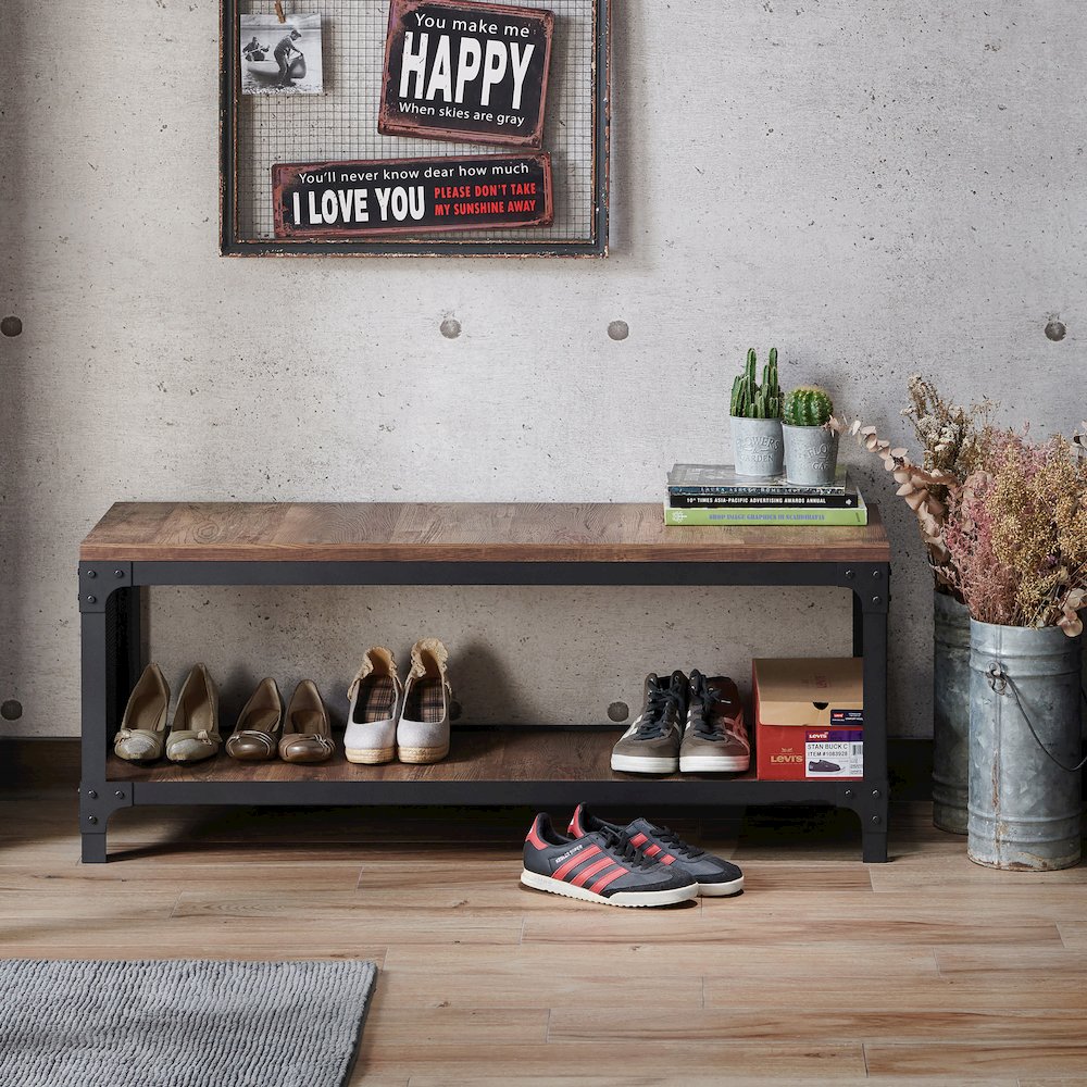 Herk Industrial Wood Multi Purpose Bench in Reclaimed Oak