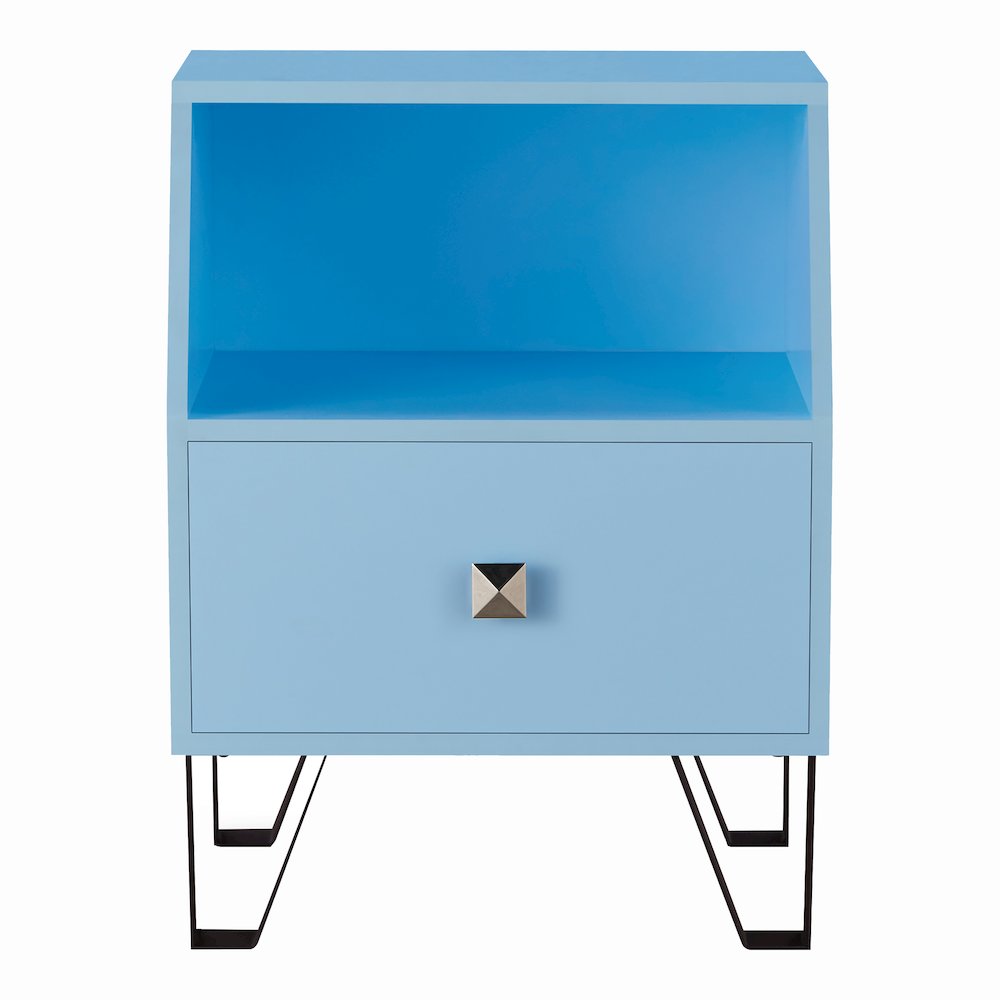 Jilah Modern Wood Storage End Table in Light Blue