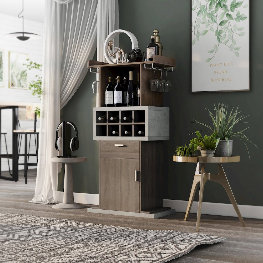 Orville Modern Wood Multi-Storage Buffet in Chestnut Brown