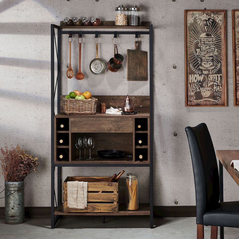 Viven Wood Multi-Storage Baker's Rack in Oak
