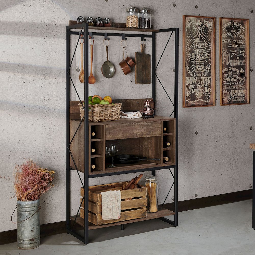Viven Wood Multi-Storage Baker's Rack in Oak