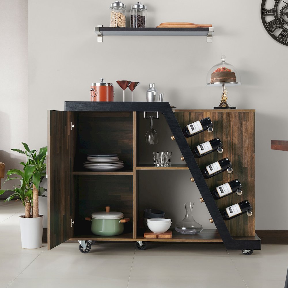 Ando Wood Buffet with Casters in Light Hickory Brown