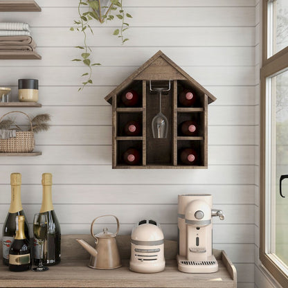 Bales Rustic Wood 6-Bottle Wine Rack in Reclaimed Oak