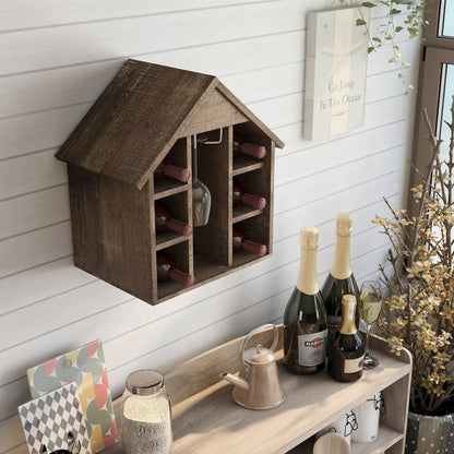 Bales Rustic Wood 6-Bottle Wine Rack in Reclaimed Oak