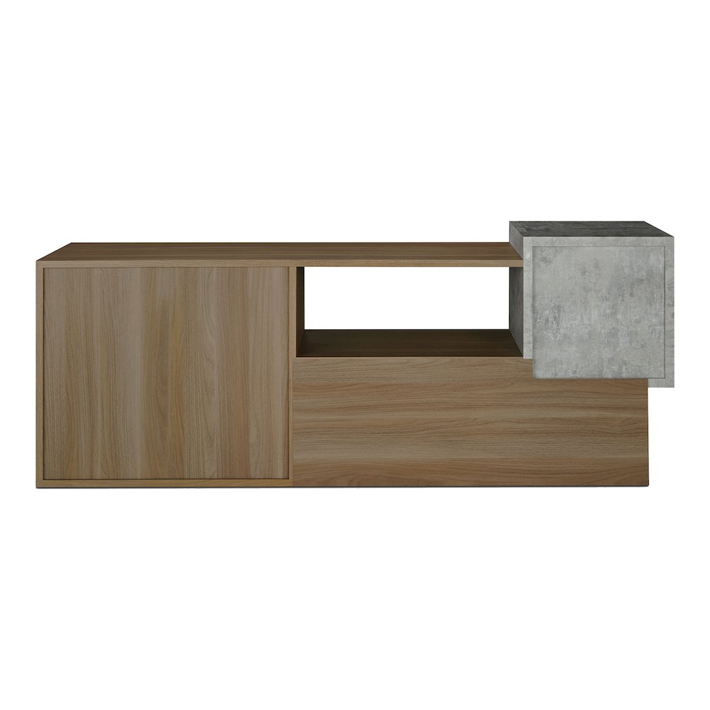 Mulle Contemporary 7-Shelf Geometric Bookcase, Honey Walnut