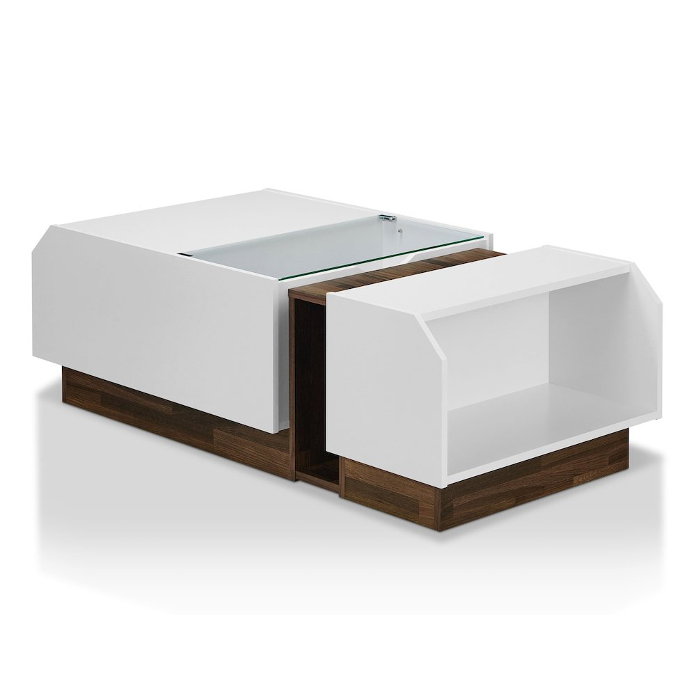 Plano Contemporary Wood Storage Coffee Table in White