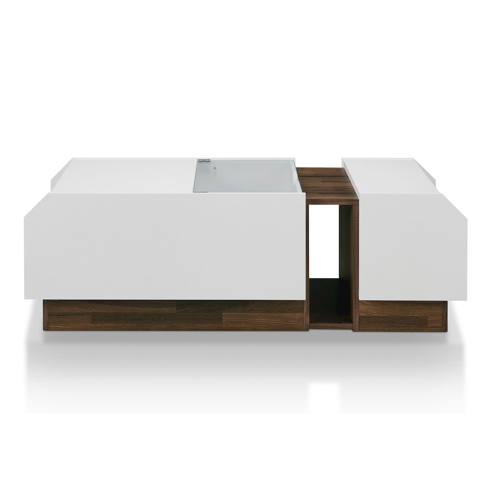 Plano Contemporary Wood Storage Coffee Table in White
