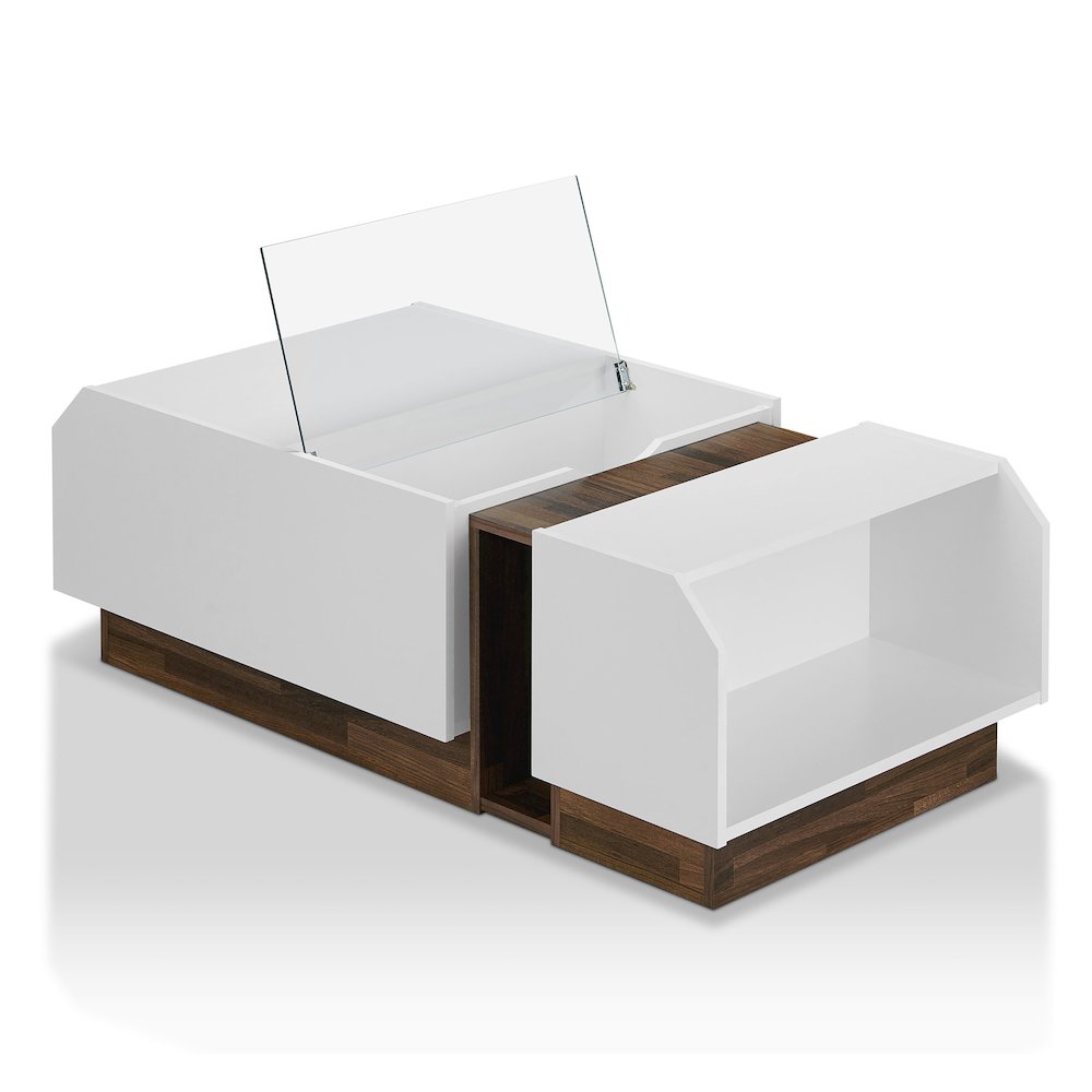 Plano Contemporary Wood Storage Coffee Table in White