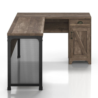 Willetts L-Shape Particle Board 1-Drawer Computer Desk with Storage