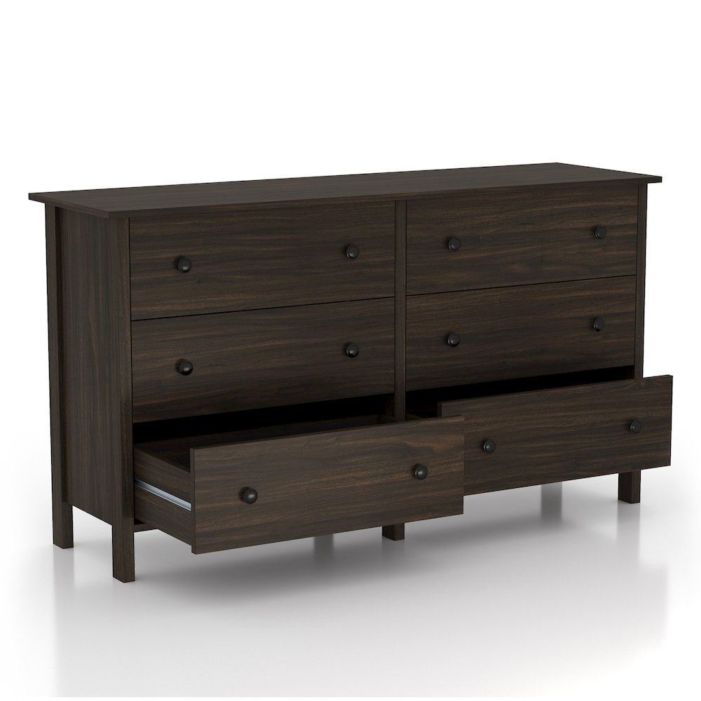 Zillett Transitional Wood 6-Drawer Dresser in Brown Wenge