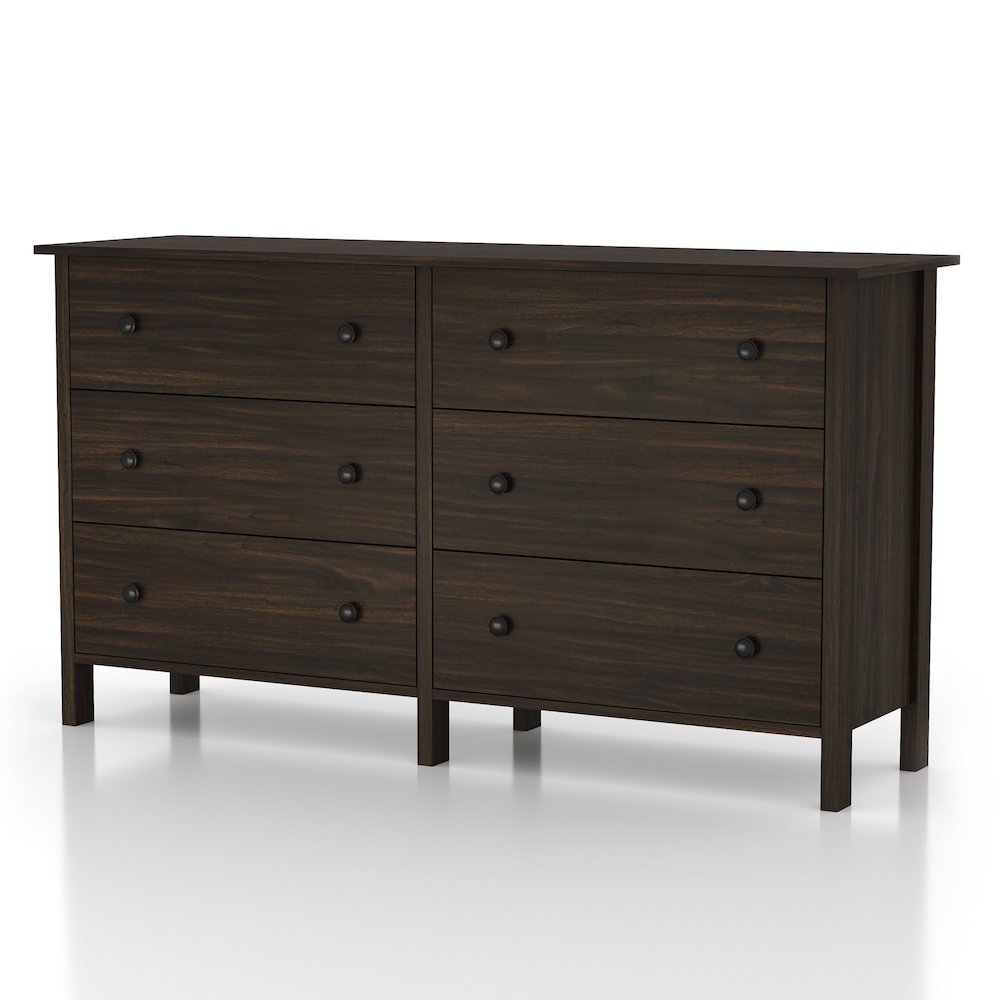 Zillett Transitional Wood 6-Drawer Dresser in Brown Wenge