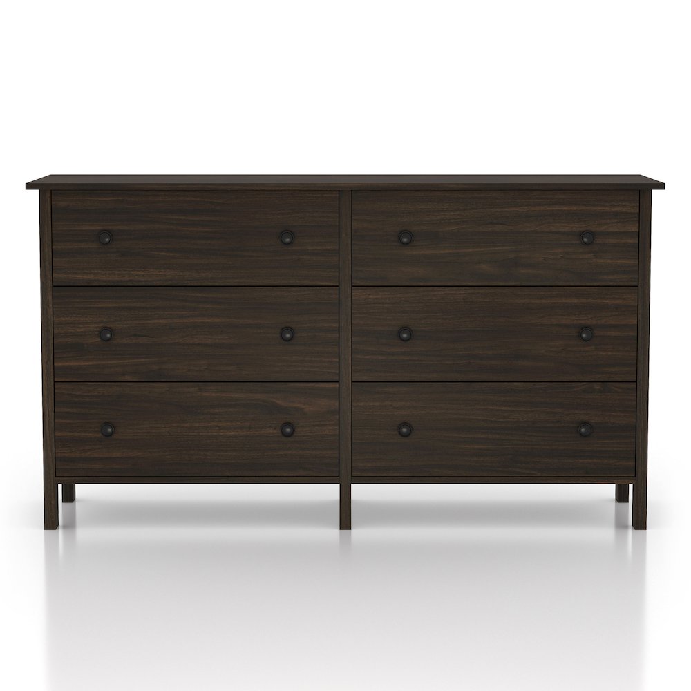 Zillett Transitional Wood 6-Drawer Dresser in Brown Wenge