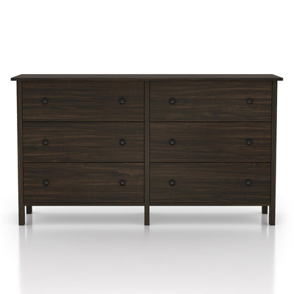 Zillett Transitional Wood 6-Drawer Dresser in Brown Wenge