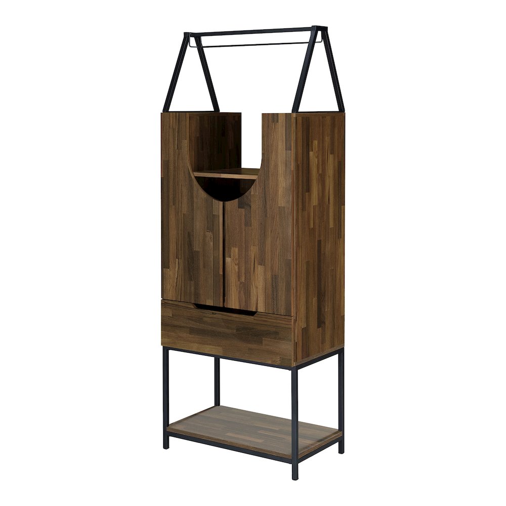 Robble Industrial Wood Wine Cabinet in Light Hickory Brown