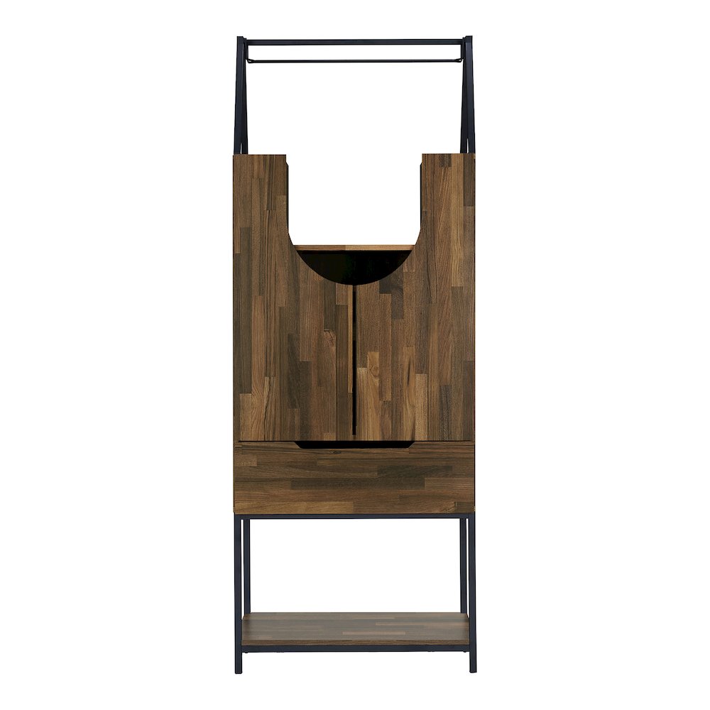 Robble Industrial Wood Wine Cabinet in Light Hickory Brown