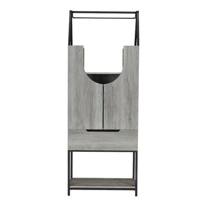 Robble Industrial Wood Wine Cabinet in Vintage Gray Oak