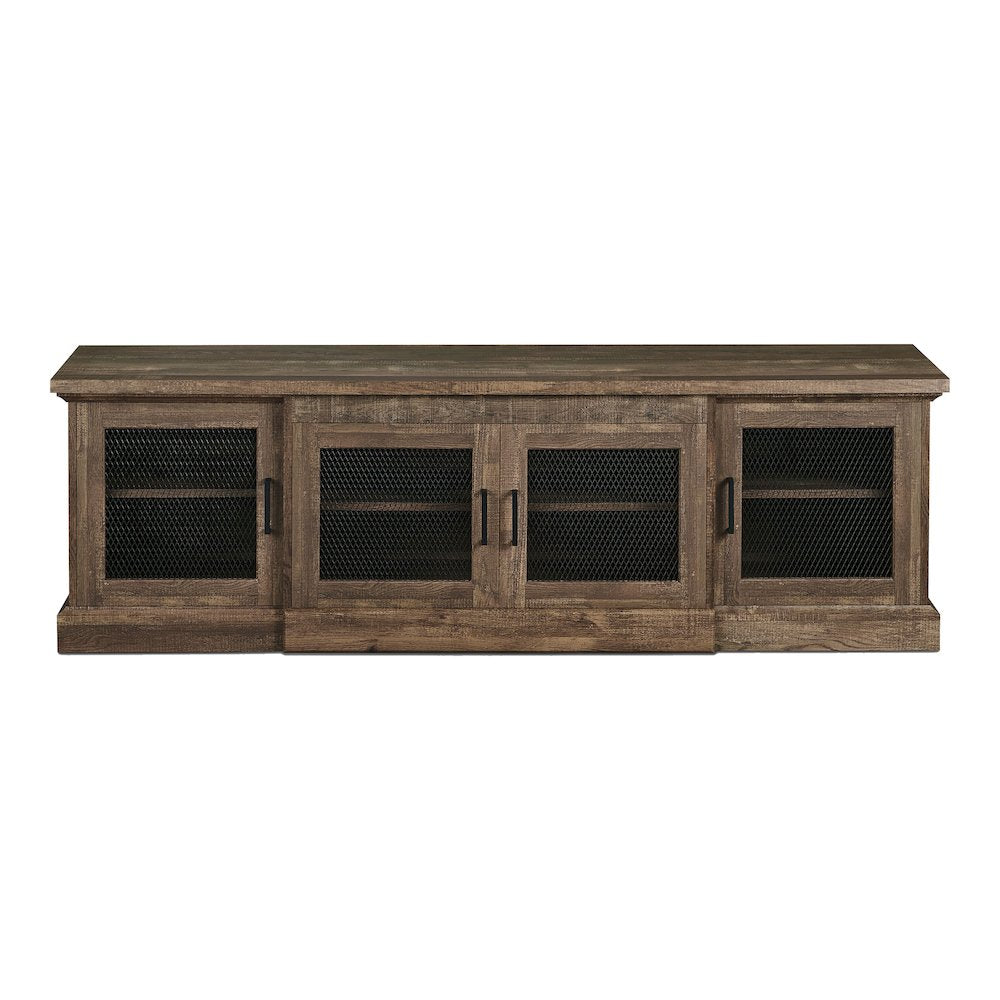 Einez Transitional Wood 6-Shelf TV Stand in Reclaimed Oak