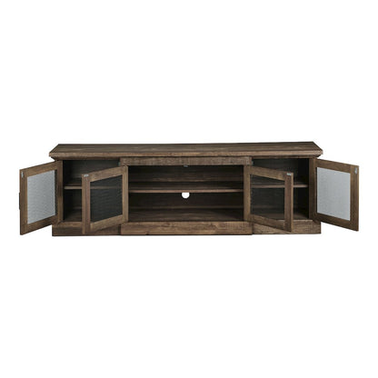 Einez Transitional Wood 6-Shelf TV Stand in Reclaimed Oak