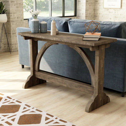 Linx Rustic Wood Rectangle Console Table in Reclaimed Oak