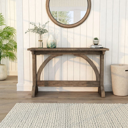 Linx Rustic Wood Rectangle Console Table in Reclaimed Oak