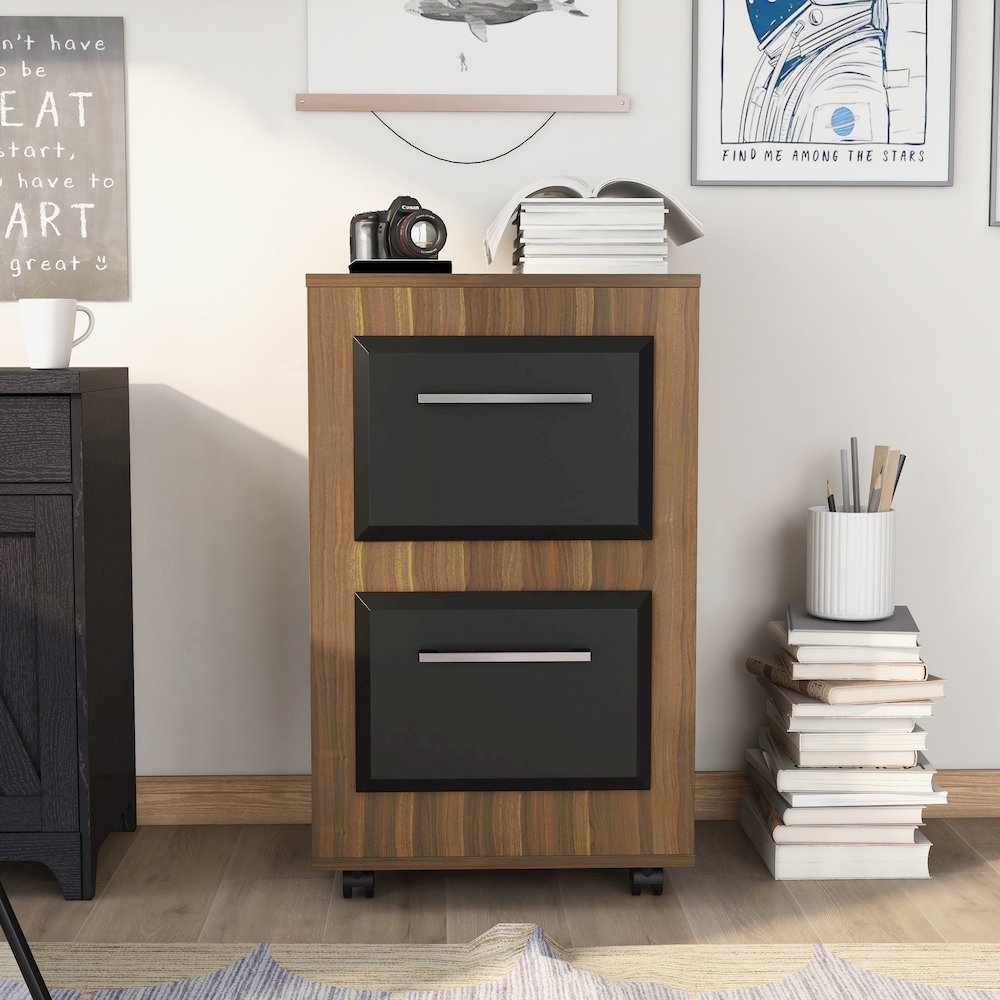 Kettering 2-Drawer Wood File Cabinet with Caster, Light Walnut