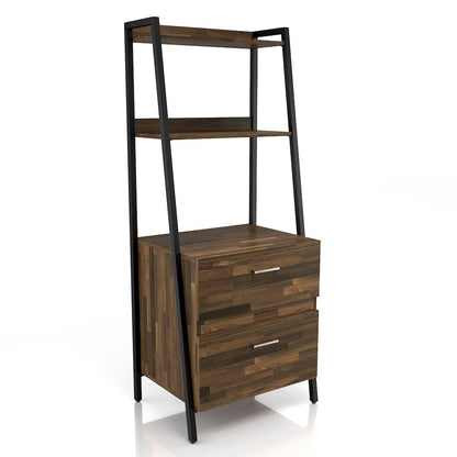 Elm Wood 1-Drawer File Cabinet in Light Brown Hickory