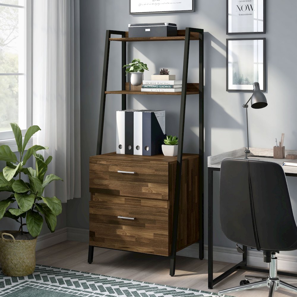 Elm Wood 1-Drawer File Cabinet in Light Brown Hickory