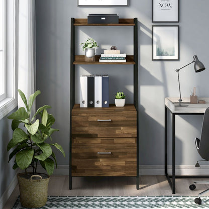 Elm Wood 1-Drawer File Cabinet in Light Brown Hickory