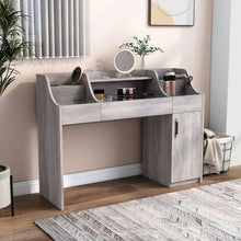 Elm Wood Multi-Storage Vanity Table in Coastal White