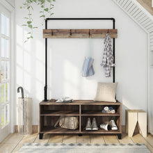 Musa 4-Shelf Wood Reclaimed Barnwood Hall Tree with 4-Hook