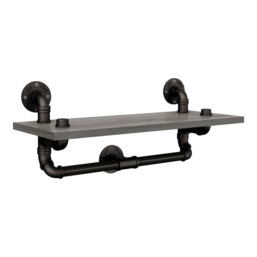 Gren Industrial Metal Floating Shelf in Gray and Black