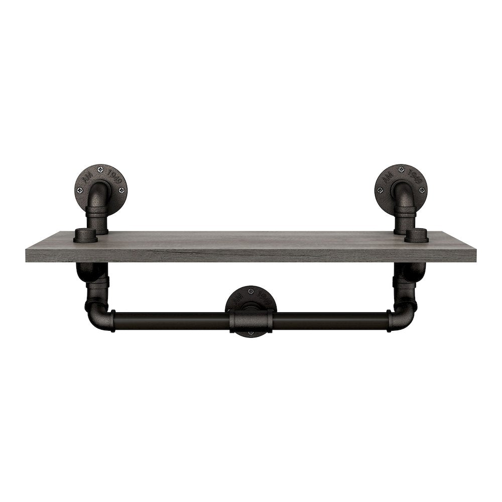 Gren Industrial Metal Floating Shelf in Gray and Black