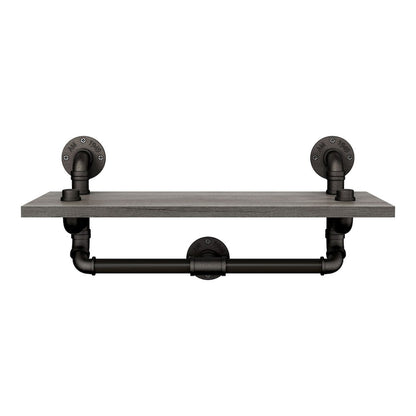 Gren Industrial Metal Floating Shelf in Gray and Black