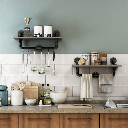 Gren Industrial Metal Floating Shelf in Gray and Black