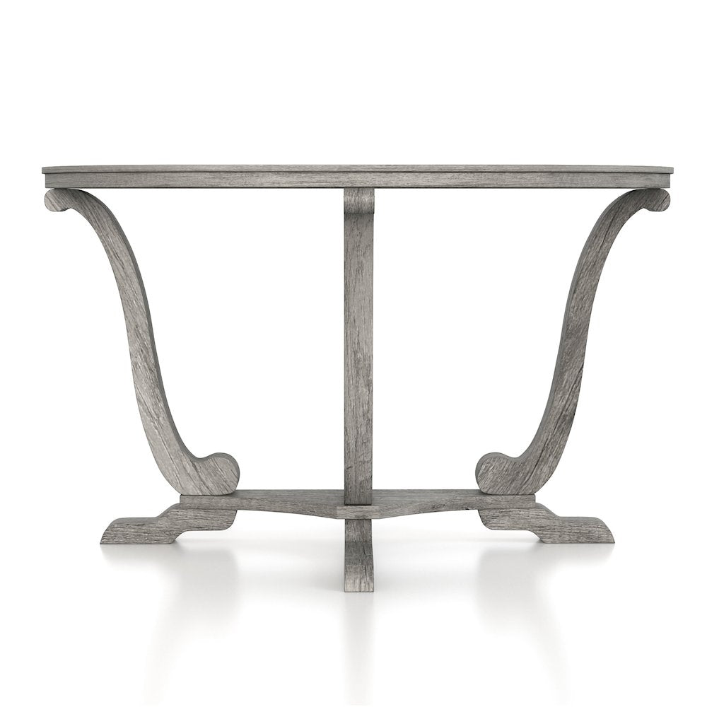 Dongola 47.95 in. Vintage Gray Oak Half Moon Wood Console Table