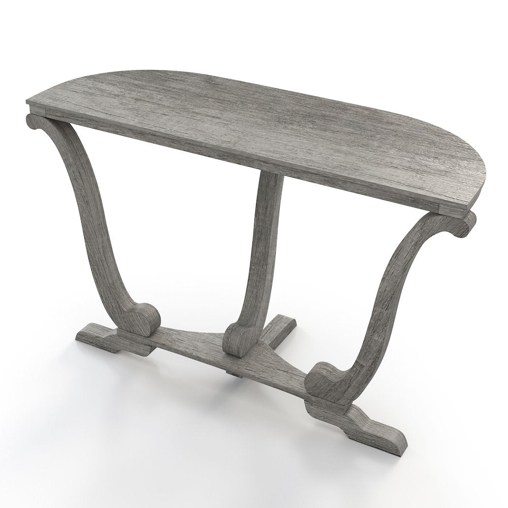 Dongola 47.95 in. Vintage Gray Oak Half Moon Wood Console Table