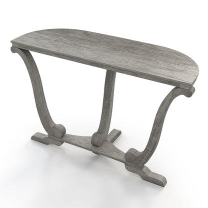 Dongola 47.95 in. Vintage Gray Oak Half Moon Wood Console Table