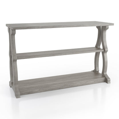 Birch Wood 2-Shelf Console Table in Vintage Gray Oak
