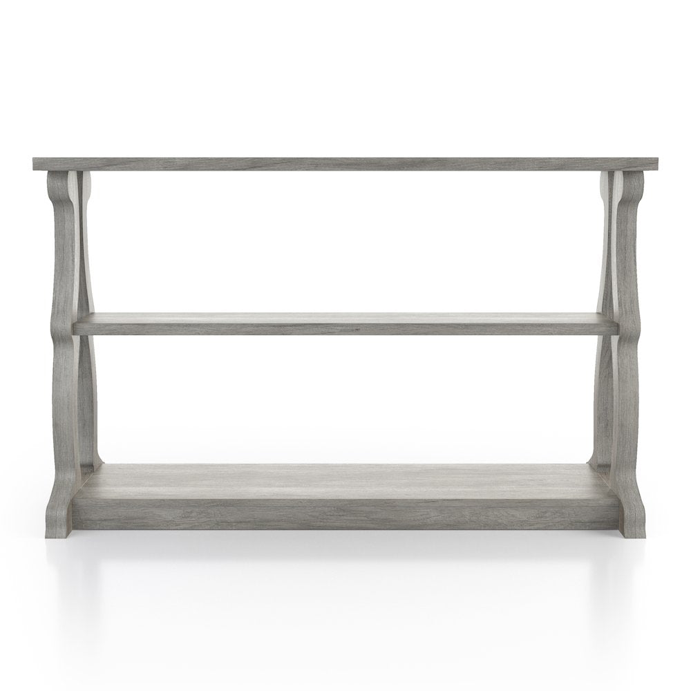 Birch Wood 2-Shelf Console Table in Vintage Gray Oak