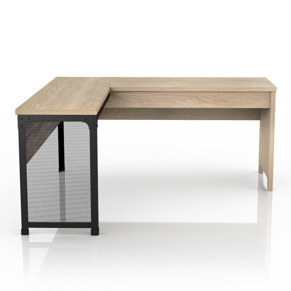 Froy Contemporary Wood L-Shape Desk in Natural Oak
