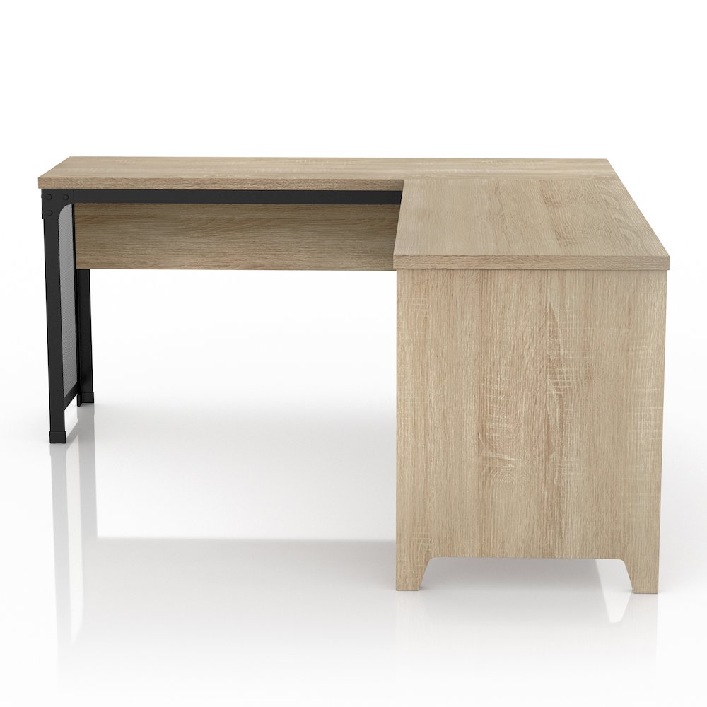 Froy Contemporary Wood L-Shape Desk in Natural Oak