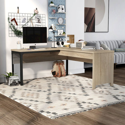 Froy Contemporary Wood L-Shape Desk in Natural Oak