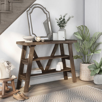 Olivia Wood 2-Shelf Console Table