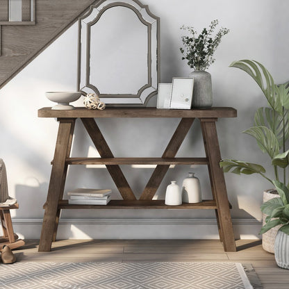 Olivia Wood 2-Shelf Console Table