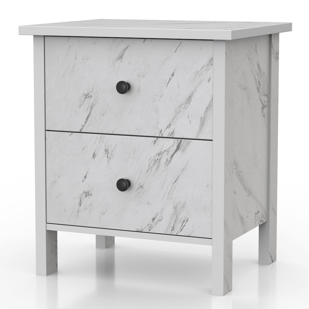 Knott Contemporary Wood 2-Drawer Nightstand in White