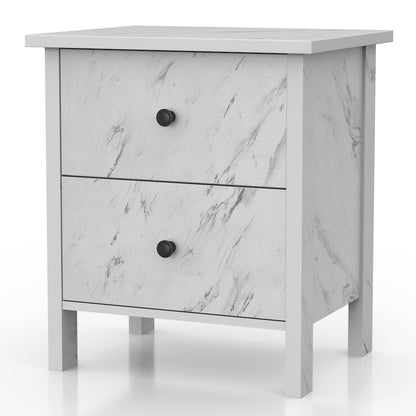 Knott Contemporary Wood 2-Drawer Nightstand in White